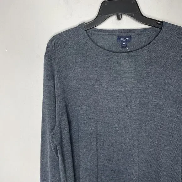 J.CREW Sweater Mens M Gray Machine-Washable Merino Wool Blend Pullover NEW AP638